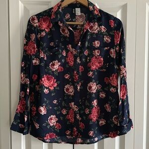 H&M Floral Blouse/Button Down Shirt